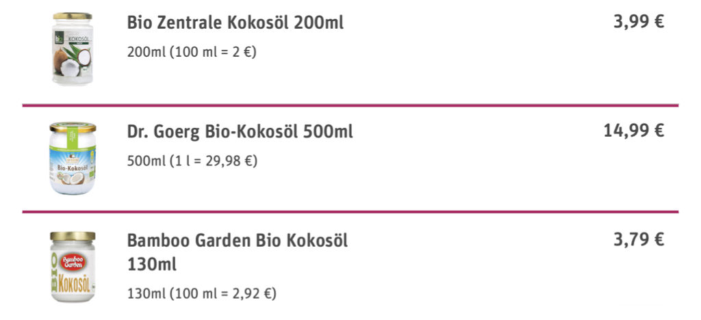 Kokosöl Haare Preise